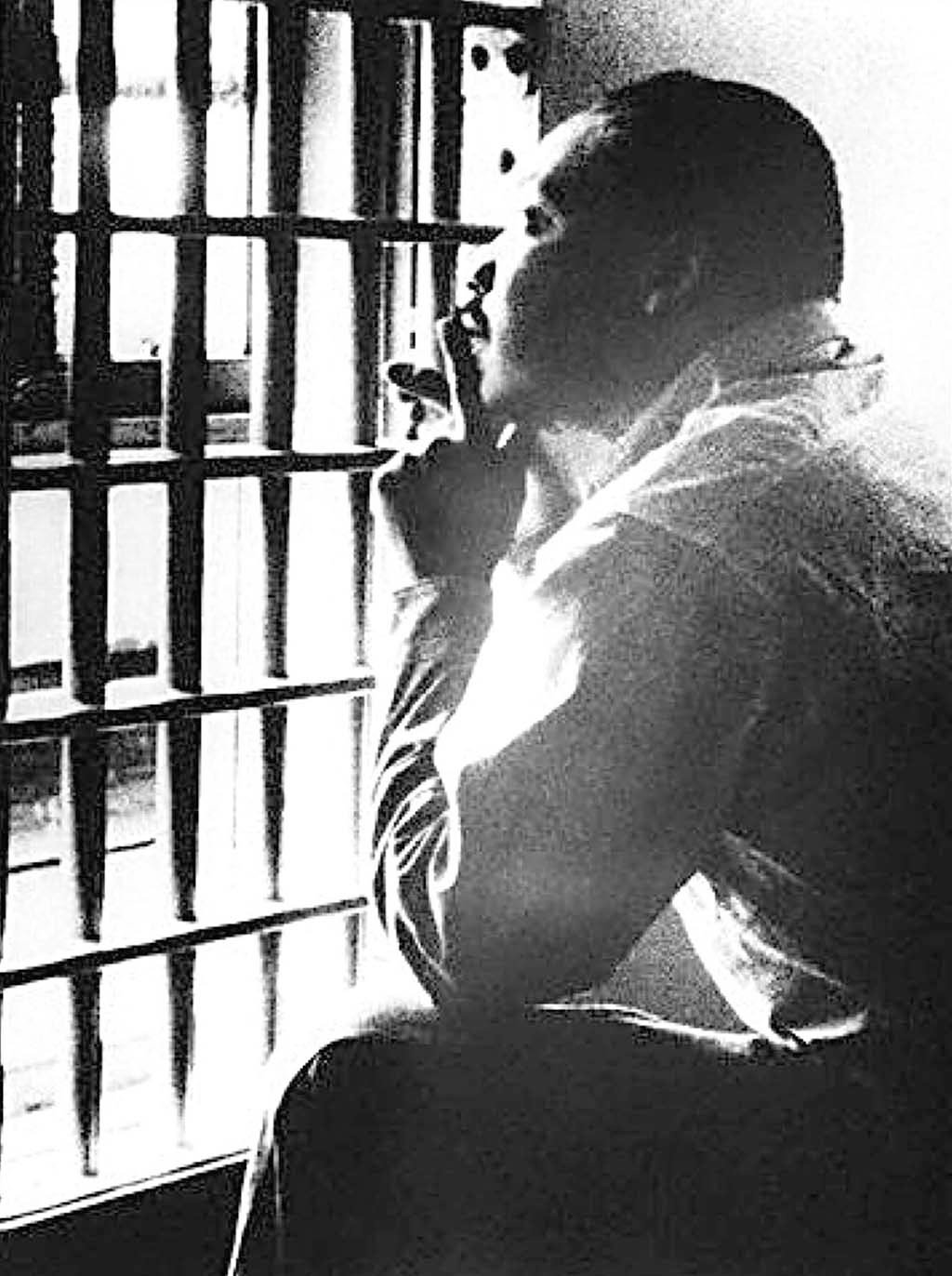 Martin Luther King Jr. in a photograph taken at Jefferson County Jail in Birmingham, Alabama.